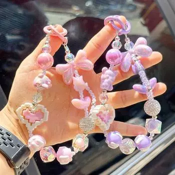 Ремешок для мобильного телефона с защитой от потери, цепочка на запястье, строительные блоки, подвеска с бантом в виде любви, брелок для сумки, украшение 4