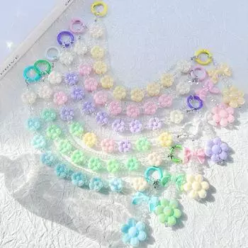 Ремешок для мобильного телефона Y2K телефон подвеска конфетный цвет блестящий брелок-цветок брелок зелёный