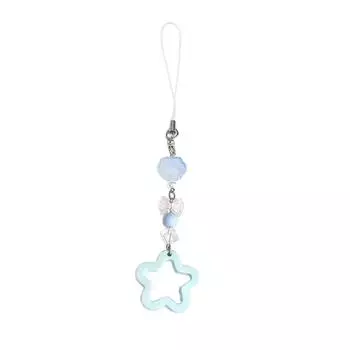 Ремешок для мобильного телефона Звезда Красочные бусины Цепочка для телефона Съемный шнурок для камеры Ручная работа Брелоки Звезда с пятью лучами Ювелирные изделия синий