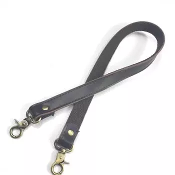 Ремешок для наплечной сумки из натуральной кожи и канвы со сменной кожаной ручкой KZ0301