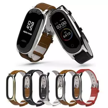 Ремешок для наручных часов, водонепроницаемый регулируемый мягкий встроенный цельный ремешок из искусственной кожи для Xiaomi Mi Band 3 4 5 6 7 for Xiaomi Mi Band 3 4 5 6 коричневый