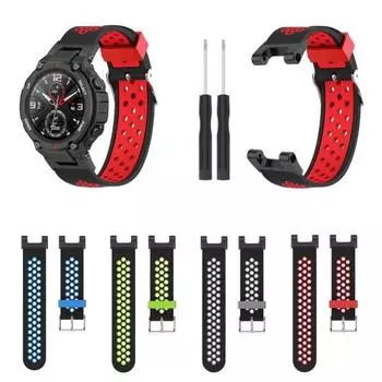 Ремешок для наручных часов, защищенный от пота, дышащий, мягкий силиконовый ремешок для умных наручных часов, сменный ремешок для Huami Amazfit T-Rex/T-Rex Pro серый