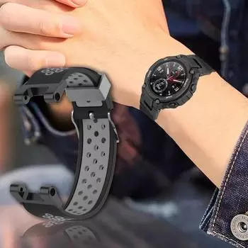 Ремешок для наручных часов, защищенный от пота, дышащий, мягкий силиконовый ремешок для умных наручных часов, сменный ремешок для Huami Amazfit T-Rex/T-Rex Pro серый