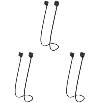 Ремешок для наушников для AirPods 1 2 3 Pro, силиконовый держатель для веревки с защитой от потери (черный)