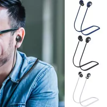 Ремешок для наушников с защитой от потери Водонепроницаемый Простота установки Удобный в ношении силиконовый шейный шнур для наушников синий