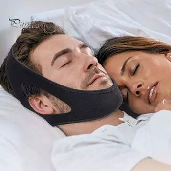 Ремешок для подбородка против храпа, дышащая регулируемая лента-застежка, треугольник, мягкий, закрывающий рот, для мужчин и женщин, средство для сна, ремешок для храпа чёрный