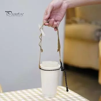 Ремешок для ручки бутылки с водой, регулируемый ремень для переноски бутылок с молоком, чаем, многофункциональный держатель для бутылок с питьевой водой, нейлоновая тесьма чёрный