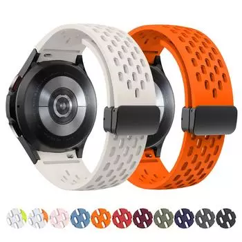 Ремешок для Samsung Galaxy Watch 7 6 5 4 Classic 5 Pro 40 мм 44 мм дышащий силиконовый магнитный браслет correa galaxy watch 7 band Galaxy Watch7 44mm чёрный