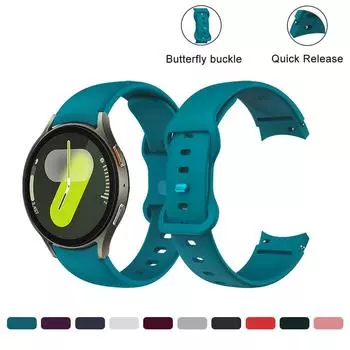 Ремешок для Samsung Galaxy Watch 7 6 5 4 40/44 мм, силиконовый браслет с застежкой-бабочкой для Galaxy Watch 5 Pro, ремешок 45 мм Galaxy Watch FE белый