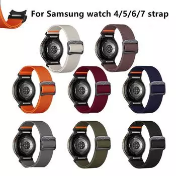 Ремешок для Samsung Galaxy Watch 7 FE 5 Pro 4 6 классический 44 мм 40 мм без зазоров нейлоновый плетеный спортивный браслет correa Galaxy Watch 7 ремешок бежевый