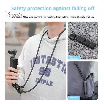 Ремешок для шнурка с защитой от потери, шейный ремень для камер Insta360 X4, регулируемая длина, плетеный ремешок для камеры Pocket 3 светло-синий