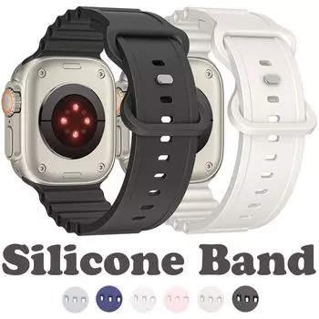 Ремешок для Smart Watch Ultra 2 Ultra 49 мм 10 9 8 7 45 мм 41 мм для SmartWatch Series SE 6 5 4 3 2 1 44 мм 40 мм 38 мм 42 мм, силиконовый спортивный ремешок 49mm 46mm 45mm 44mm 42mm for apple watch чёрный