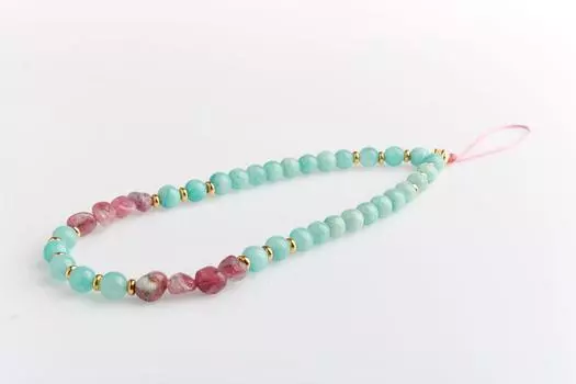 Ремешок для телефона из натурального камня амазонит, турмалин