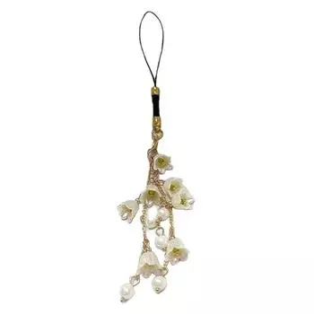 Ремешок для телефона на запястье, брелок с подвеской в виде орхидеи, съемная подвеска для телефона, шнурок для подвешивания мобильного телефона от потери для сумки, кошелька чёрный