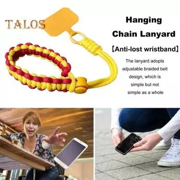 Ремешок для телефона, плетеный вручную, регулируемый, подвесной ремешок на запястье, универсальный чехол для улицы, шнурок через плечо, цепочка с защитой от потери, подвеска на запястье розовый