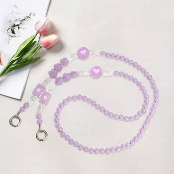 Ремешок для телефона с бусинами, длина 120 см, для сумки, автомобильного ключа, дорожного кошелька фиолетовый