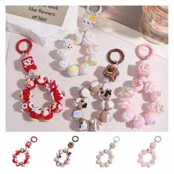 Ремешок для телефона с бусинами, ремешок на запястье, ремешок для мобильного телефона, симпатичная цветная подвеска на сумку с цепочкой для телефона розовый