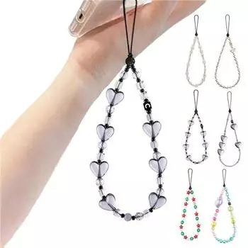 Ремешок для телефона с цепочкой из бисера для женщин и девочек, ремешок для запястья, подвеска для телефона в виде ракушки C