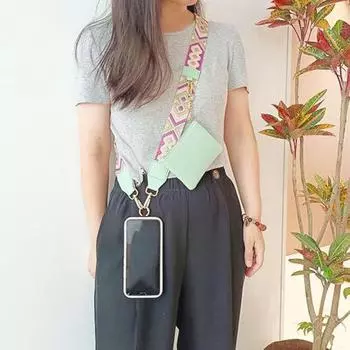 Ремешок для телефона с карманом на молнии, регулируемый дизайн, износостойкий, широкое применение, сумка-кошелек через плечо чёрный