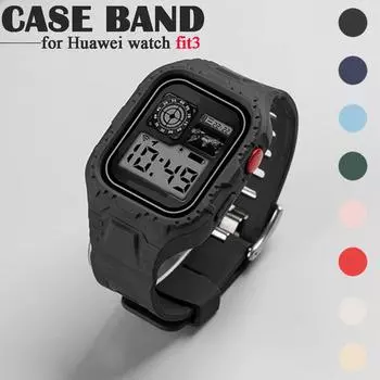 Ремешок для умных часов Huawei Watch Fit 3, силиконовый спортивный чехол для Huawei Fit 3, аксессуары для браслета, интегрированный защитный чехол, ремешок для часов Huawei watch fit3