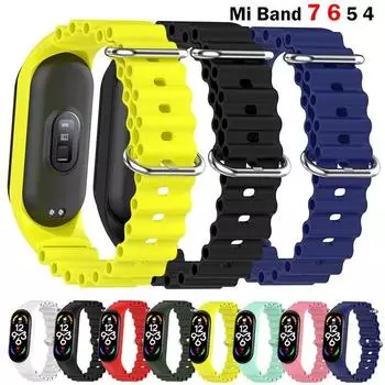 Ремешок для Xiaomi Mi Band 7 6 5 4 3 Смарт-браслет Спортивное запястье Замена Мягкий силиконовый ремешок Ocean Ocean для Mi Band 5 7 8 Браслет