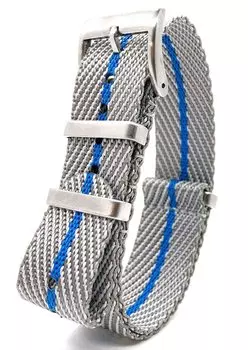 Ремешок EUROPEAN NATO 18мм 20мм ремешок для часов (Серо-белый с синей линией, 20 мм)