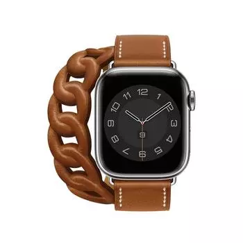 Ремешок Gourmette Double Tour для Apple Watch 40 мм, 41 мм, 38 мм, 44 мм, 45 мм, 42 мм, браслет из натуральной кожи iWatch serie 7, 6, 5, 3 se, ремешок 42mm 44mm 45mm