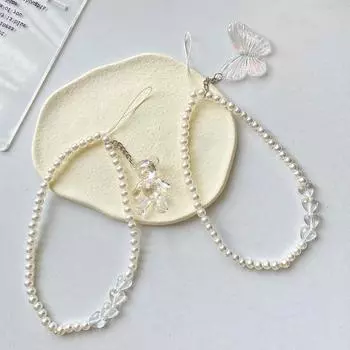 Ремешок из бисера, сделай сам, креативная акриловая цепочка для телефона, модные ювелирные аксессуары, браслет с мультяшным медведем и бабочкой LM bear