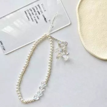 Ремешок из бисера, сделай сам, креативная акриловая цепочка для телефона, красота, модные ювелирные изделия, аксессуары, браслет с жемчугом, медведем и бабочкой, унисекс