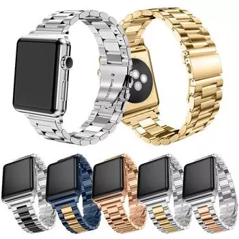Ремешок из цельной нержавеющей стали для часов Apple Watch S9/8/7/6/5/4 38-40-41mm серебряный