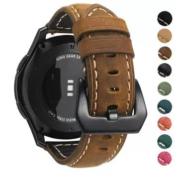 Ремешок из искусственной кожи для часов Amazfit Huawei Samsung Galaxy Watch Gear S3 Active2 46 мм 42 мм 20 мм 22 мм сменный ремешок 20mm