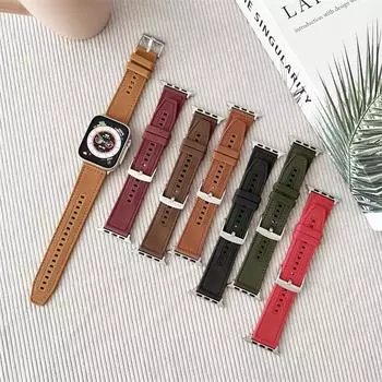 Ремешок из искусственной кожи + силиконовый ремешок, совместимый с ремешками Apple Watch серии 9, 8, 7, 6, 5, 4, 3, 2, 1 Ultra SE для iWatch, ремешок 49 мм, 45 мм, 44 мм, 42 мм, 41 мм, 40 мм, 38 мм 38/4041MM