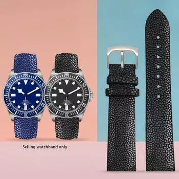 Ремешок из кожи жемчужной рыбы 20 мм 22 мм подходит для Huawei/TISSOT/Omega/Mido, мужские и женские аксессуары для часов Devil Watch, черная пряжка