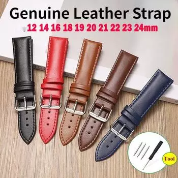 Ремешок из натуральной кожи 12-24 мм, ремешок для часов из воловьей кожи с простым узором, второй слой из воловьей кожи, спортивный ремешок для часов, браслет, браслет 12/14/16/18/19/20/21/22/23/24 мм