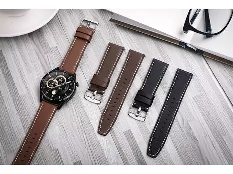 Ремешок из натуральной кожи цвета какао для Huawei GT4/GT3, плоский, 20 мм/22 мм 38/40/41mm Apple Connector S10 42mm