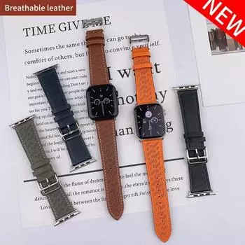 Ремешок из натуральной кожи для Apple Watch 8 7 6 SE 3 45 мм 41 мм 44 мм 40 мм браслет ремешок для часов для iWatch Ultra 49 мм 42 мм 38 мм Correa