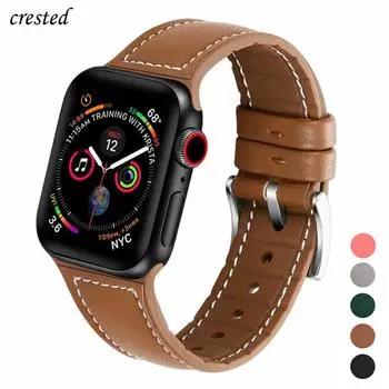 Ремешок из натуральной кожи для Apple Watch 6, ремешок 44 мм, 40 мм, ремешок iWatch 38 мм, 42 мм, силиконовый ремешок-браслет, Apple Watch Serie 6, 5, 4, 3 se