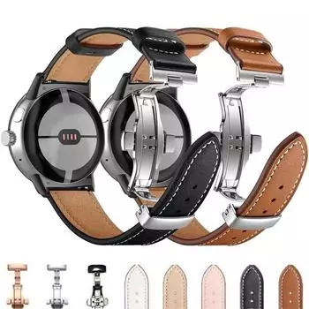 Ремешок из натуральной кожи для Google Pixel Watch/Pixel Watch 2 с металлической пряжкой-бабочкой, сменный браслет, ремешок для часов, аксессуары для Pixel Watch for Google Pixel Watch 1/2