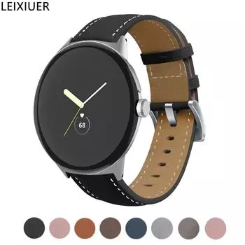 Ремешок из натуральной кожи для Google Pixel Watch/Pixel Watch 2, сменный ремешок, ремешок для умных часов, аксессуары для Pixel Watch for Google Pixel Watch 1/2 полуночно-синий