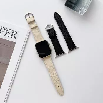 Ремешок из натуральной кожи для iWatch Band 45 мм, 44 мм, 42 мм, 49 мм, модные аксессуары для умных часов для iWatch Ultar 8, 7, 6 38/40/41/MM бежевый