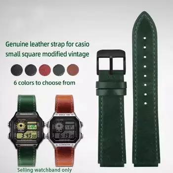 Ремешок из натуральной кожи в стиле ретро для Casio A158W A168/F91w/AE-1200WHD/A158/A159/A169/AE1200, винтажный ремешок-браслет для часов