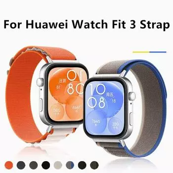 Ремешок из нейлоновой петли Alpine для Huawei Watch Fit 3 Sports Soft, сменный браслет Correa для Huawei Fit3 Belt, аксессуары, браслет for Huawei WATCH FIT3 чёрный
