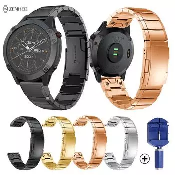 Ремешок из нержавеющей стали 20/22/26 мм для Garmin Fenix 5 5S 5X Plus 6 6S 6X Pro 7 7 7S 7X быстросъемный ремешок для часов