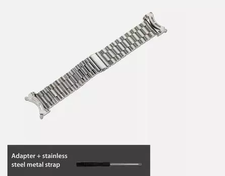Ремешок из нержавеющей стали 24 мм + 2 матовых адаптера для Citizen BJ8050-08E Promaster 24mm серебряный