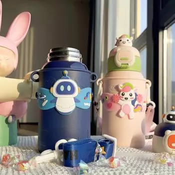 Ремешок из нержавеющей стали 304 выглядит мило и мило, соломинки большой емкости, изолированные чашки для детей и школьников. 500ml