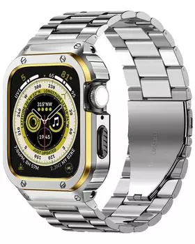 Ремешок из нержавеющей стали + чехол для Apple Watch Ultra Band 49 мм, 45 мм, 44 мм, бампер, рамка, аксессуары, iwatch series 7 4 5 SE 6 8