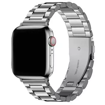 Ремешок из нержавеющей стали для Apple iWatch Series Ultra 2, 9, 8, 7, 6, 5, 4, 3 SE, 49 мм, 45 мм, 41 мм, 40 мм, 44 мм, 38 мм, 42 мм, 38, 40, 41, 42, 44, 45, 49 мм, браслет с металлическим ремешком 38mm чёрный