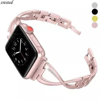 Ремешок из нержавеющей стали для Apple Watch ремешок 40 мм/44 мм iWatch ремешок 38 мм/42 мм металлический браслет с бриллиантами Apple Watch series 6 5 4 3 se