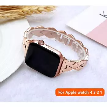 Ремешок из нержавеющей стали для Apple Watch, ремешок 40 мм, 44 мм, 45 мм, 41 мм, 38 мм, 42 мм, ромбический металлический браслет iwatch series 3, 4, 5 se, 6, 7, ремешок