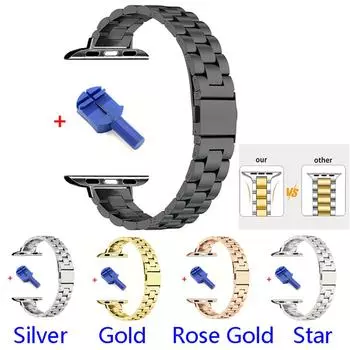 Ремешок из нержавеющей стали для Apple Watch, ремешок 38 мм, 40 мм, 41 мм, ремешок для часов 42 мм, 44 мм, 45 мм, 49 мм, спортивный металлический ремешок для часов для IWatch 8 7 SE 6 5 4 3 2 1 38mm 40mm 41mm серебряный